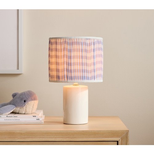 Chambray Gingham Pleat Table Lamp (13")