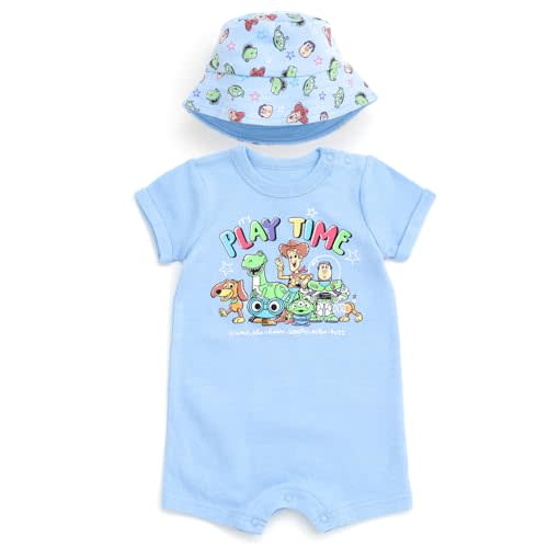 Disney Lion King Mickey Mouse Winnie the Pooh Jack Skellington Lilo & Stitch Baby Romper & Bucket Sun Hat Newborn to Infant