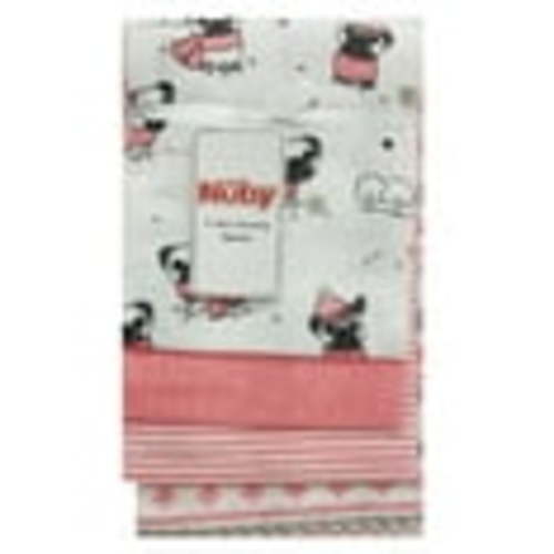 Nuby 4-Pack Pink Pug Girl Receiving Blankets Gift Set