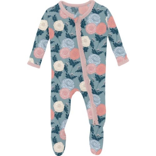 Floral Print Fitted One-Piece Pajamas, Newborn