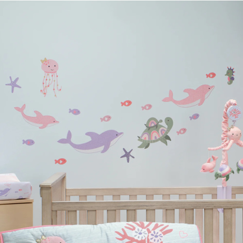 Sea Dreams Dolphins/Turtles/Fish Underwater/Nautical Wall Decals – Lambs & Ivy