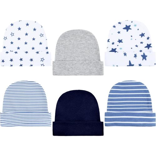Newcotte 6 Pcs Preemie Baby Hats Cotton Preemie Caps Warm Newborn Beanie Premature Hat for Nicu Premature Boy Girl(Fashion Color,Striped and Star Style)