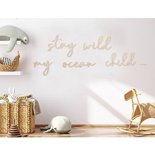 Keep Wild My Ocean Kids Wood Sign - Kids Room Wood Wall Decor, Boys Girls Playroom Wall Lettering, Ocean Themed Sea Turtle Scallop Wall Art, Nursery Keep Wild My Ocean Kids Wall Wood Decor