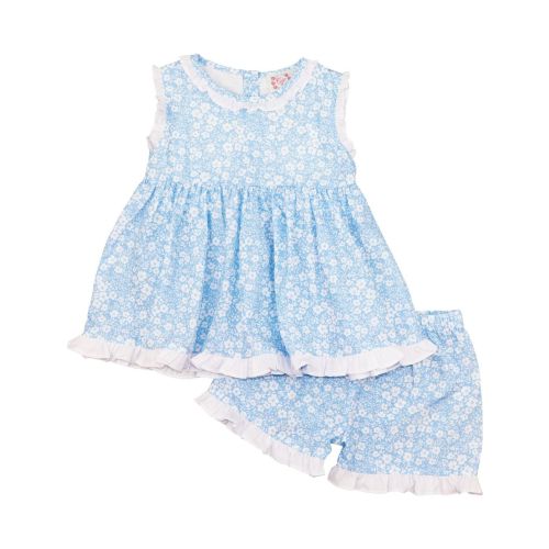 Blue And White Floral Short Set