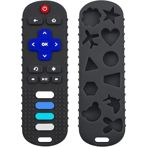 Silicone Baby Teething Toys,Teething Toys for Babies 3 6 18 24 Months,Baby Silicone Chew Toys,Remote Control Shape Teether Toys,BPA Free(N-Black)