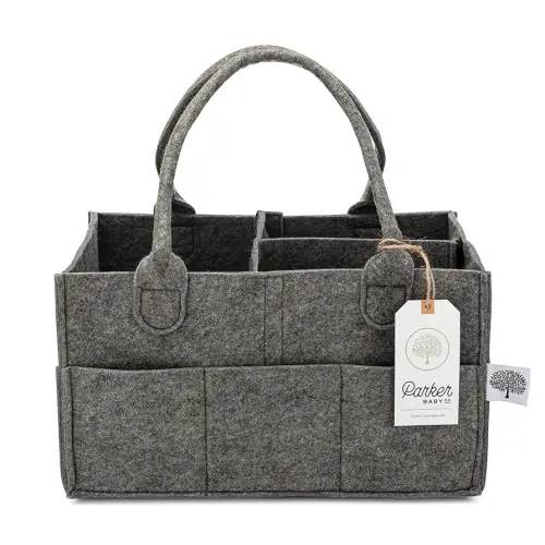 Parker Baby Diaper Caddy - Nursery Storage Bin and Car Organizer for Diapers and Baby Wipes - Charcoal, Regular