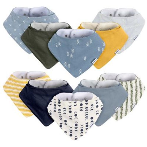 Gerber Neutral Baby Bandana Bibs - Multi Grey - One Size Fits Most - 10-pack