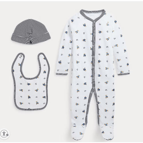 Polo Bear Cotton 3-Piece Gift Set - Size 3M