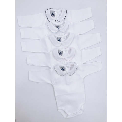 White Cotton baby vest with Peter Pan collar STYLE 1188