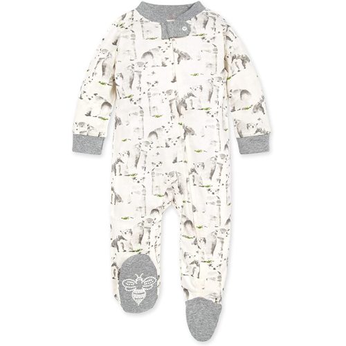 Burt's Bees Baby Baby Boy Sleep and Play Pjs, 100% Organic Cotton One-Piece Romper Jumpsuit Zip Front Pajamas - 6-9 Months - Polar Explorer