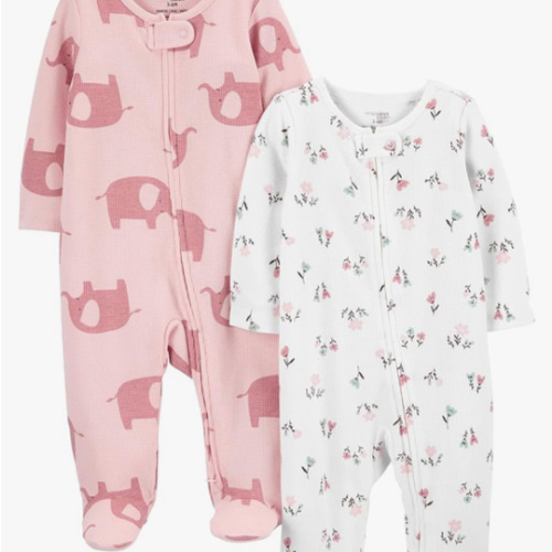 Simple Joys by Carter's baby-girls 2-way Zip Thermal Footed Sleep and Play, Pack of 2