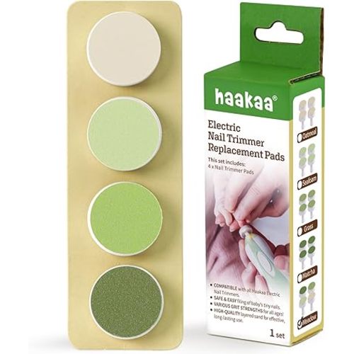 haakaa Electric Nail Trimmer Replacement Pads Baby Nail Trimmer Heads for Standard Baby Nail File, 4pcs, Meadow