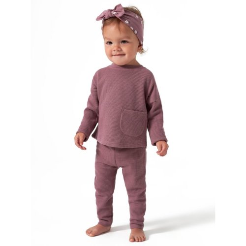 Modern Moments by Gerber Baby Girl Long Sleeve Waffle Top & Legging, 2 Piece Outfit Set, Sizes 0/3-24 Months