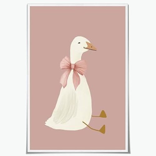 Limitronix Silly Goose Wall Art Pink Goose Posters Coquette Animal Poster for Farm Cottagecore Nursery Decor Girly Bedroom Decor Aesthetic for Farmhouse Rustic 8x12inch Unframed