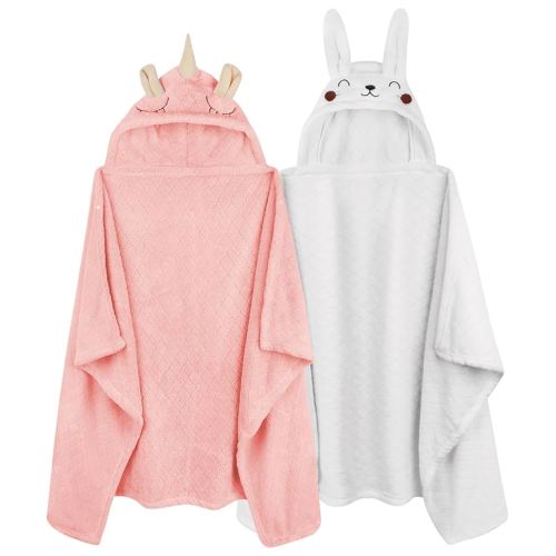 Hooded Baby Towels Girl Baby Bath Towels Toddler Towels for Girl 0-5 Years, 2-Pack Ultra Soft & Absorbent Baby Girl Bath Towel Toddler Bath Towel, Large 50''x32'' Baby Hooded Towel Girl