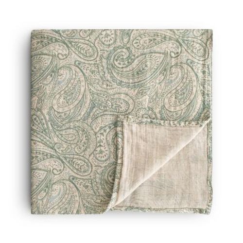 Organic Cotton Muslin Swaddle Blanket Green Paisley One Size