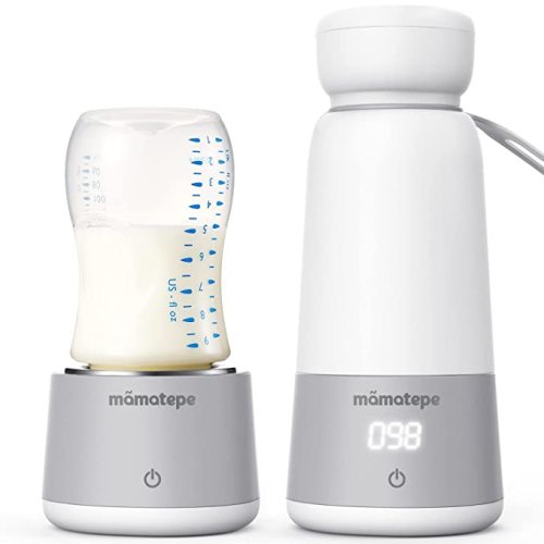 Mamatepe 2-in-1 Portable Bottle Warmer with USB Rechargeable Travel Bottle Warmer 4 Temperature Setting for Baby Breastmilk, Water, Instant Milk Heating (Not Include Adapters) - Portable bottle warmer
