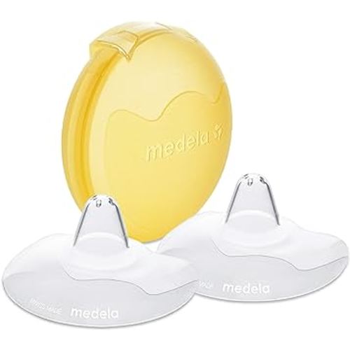 Medela Contact Nipple Shield for Breastfeeding, 16mm Extra Small Nippleshield, For Latch Difficulties or Flat or Inverted Nipples, 2 Count with Carrying Case, Made Without BPA, 3 Piece Set, 101034109
