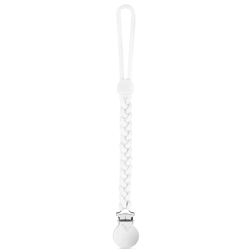 Ryan & Rose Cutie Clip Braiden Pacifier Clip - Braided Silicone (White)