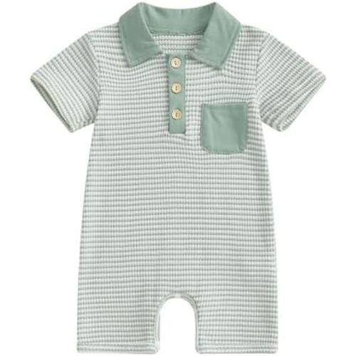 Infant Baby Boys Summer Wallfe Romper Striped Jumpsuit Toddler Newborn Boy Bodysuit Playsuit 6 12 18 24 Months