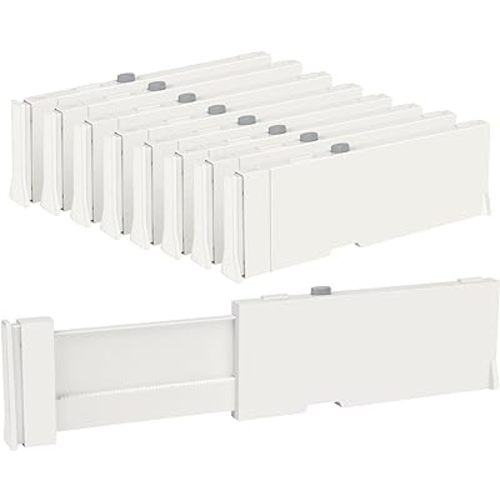 Vtopmart Drawer Dividers for Clothes 8 Pack, Adjustable 4" High Expandable from 11.6"-17" Dresser Drawer Organizer, Plastic Drawers Separators for Dresser, Baby Clothes, Kitchen and Office Storage