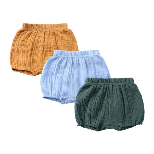 RUKOSU Baby Girls Boys Bloomers Newborn Toddler Kids Unisex Cotton Linen Shorts Solid Color Cute PP Pants