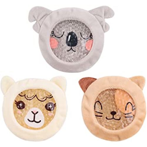 Hilph Kids Ice Packs for Boo Boos, Reusable Toddler Cold Packs with Sleeves for Kids Injuries, Cute Animal Ice Packs Hot Cold Therapy for Kid Bump, Bruise, First Aid (3 Packs)