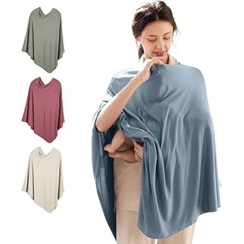 Rayon Made from Bamboo Nursing Cover for Baby Breastfeeding,360° Full Privacy Soft & Breathable Breastfeeding Covers Up for Women,Machine Washable Nursing shawl,Stretchy Carseat Cover
