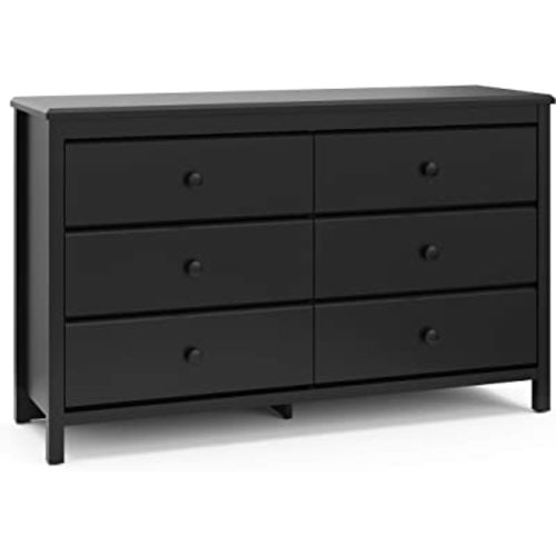 Storkcraft Alpine 6 Drawer Double Dresser (Black) – GREENGUARD Gold Certified, Dresser For Nursery, 6 Drawer Dresser, Kids Dresser, Nursery Dresser Drawer Organizer, Chest of Drawers