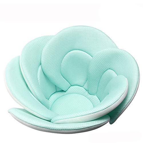 Baby Bath Flower Soft Sink Baby Bath, 3D Air Mesh Tencel Baby Bathtub for Infant, Baby Bath Seat Support, 6-Petal Flower Baby Bath for Sink, Quick Drying & Machine Washable-Green