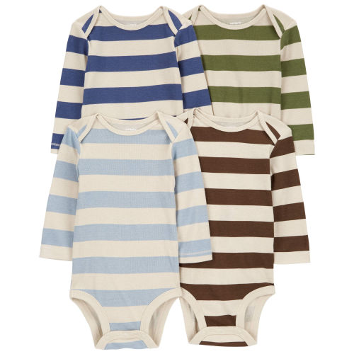 Baby 4-Pack Striped Long-Sleeve Bodysuits - Carter's | Carter's