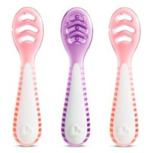 Munchkin Gentle Dip Self-Feeding Spoons - Coral/Purple - 3pk