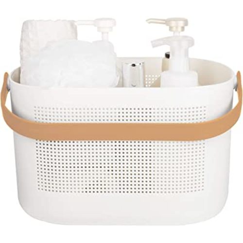 Plastic Storage Baskets with Handles, Shower Caddy Shelf Organizers Basket for Bathroom, Kitchen, Dorm Room, Yellow