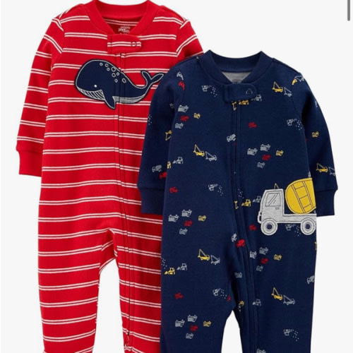 Simple Joys by Carter's Baby Boys' 2-Way Zip Thermal Footed Sleep and Play, Pack of 2