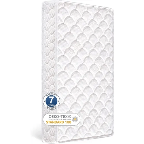 Dual-Sided Crib Mattress & Toddler Mattress – 52" x 27.6" x 5",100% Knitted Fabric, Moisture Absorbent & Breathable, Fits Standard Full-Size Cribs & Toddler Beds