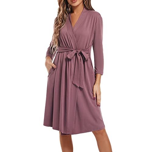 SUFEINI Maternity Mommy Robes with Matching Swaddle Blanket Set, Maternity Mommy Postpartum Bathrobe Sleepwear