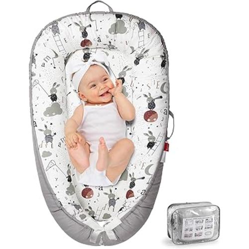 Baby Lounger - Baby Lounger for Newborn 0-24 Months, Breathable & Soft Baby Nest, Portable and Lightweight Lounger for Home and Travel, Ideal Newborn Babies Essentials
