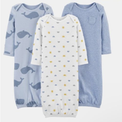 Simple Joys by Carter's Baby Boys' Cotton Sleeper Gown, Pack of 3, Size 0-3M, in the Style Whale/Sun/Dog