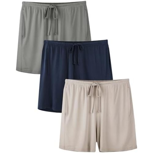 BAMBOO COOL Women's Pajama Shorts - Comfortable Bamboo Fabric - Drawstring Waist - Side Pockets - Pack of 3