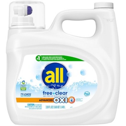 All Unscented Free Clear Advanced Oxi HE Liquid Laundry Detergent 79 Loads - 118 fl oz