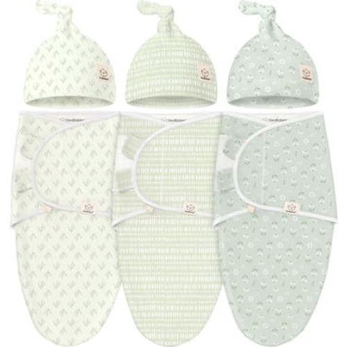 3-Pack Soothe Swaddle Wraps with Knot Hats, Medium