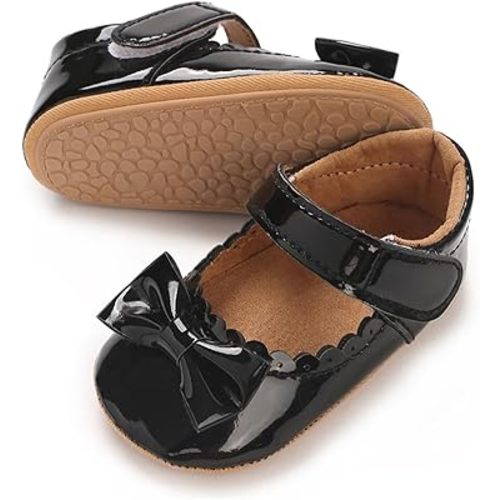 Baby Girls Mary Jane Flats Shoes Anti-Slip Rubber Sole Infant Toddler Princess Wedding Dress Shoes