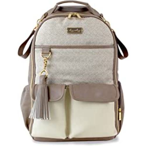 Itzy Ritzy– Large Capacity Boss Backpack Diaper Bag Featuring Bottle Pockets, Changing Pad, Stroller Clips and Comfortable Backpack Straps, Vanilla Latte