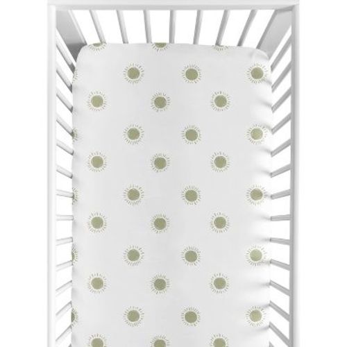 Sweet Jojo Designs Gender Neutral Baby Fitted Crib Sheet Boho Sun White and Green
