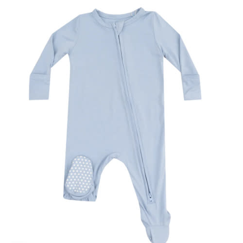 2 Way Zipper Footie - Solid Blue Fog