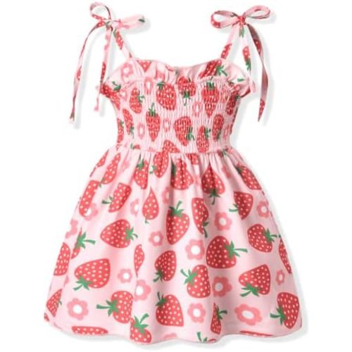 Aalizzwell Infant Baby Girls Spaghetti Strap Smocking Dress