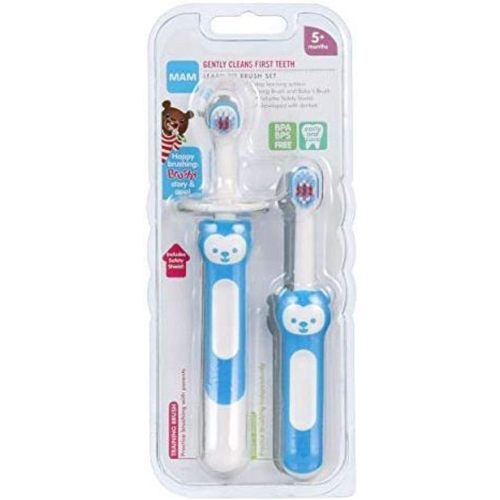 MAM Learn to Brush Set (1 Baby's Brush Toothbrush, 1 Training Brush, 1 Safety Shield)