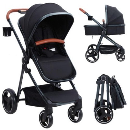 GustoWave GustoWave Newborn Stroller, Foldable Baby Stroller with Reversible Seat & Umbrella, for Infants & Toddlers 0-36 Months,Black