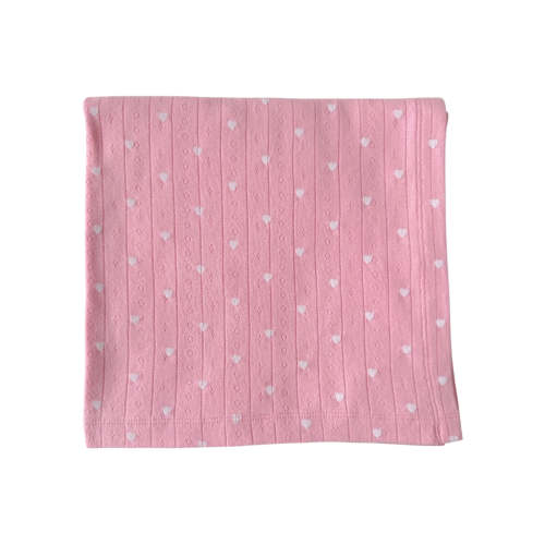Pink with White Heart / Organic Pointelle Swaddle