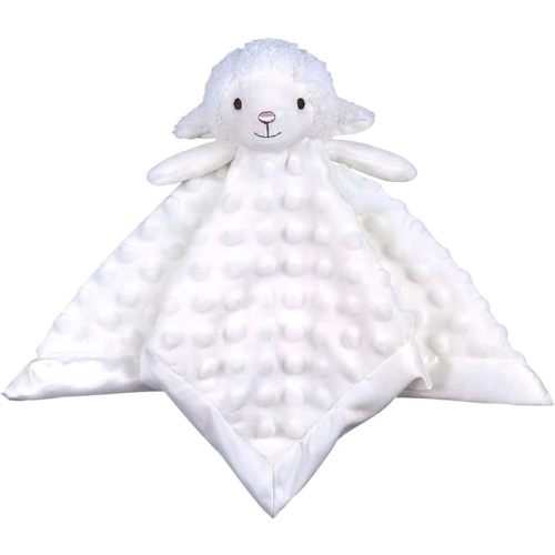 Baby White Lamb Soft Stuffed Animal Security Blanket, Plush Sheep Character Lovey Blanket, Baby Shower/Nursery Gift, Cuddly Newborn, Infant, Toddler Snuggle Blankie for Boys Girls, 13" - Small-13''